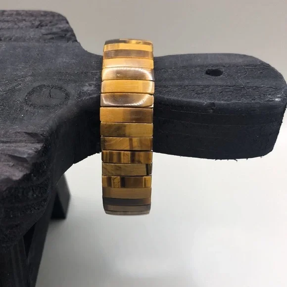 Vintage tiger's eye stone accordion stretch bracelet. - Picture 4 of 5